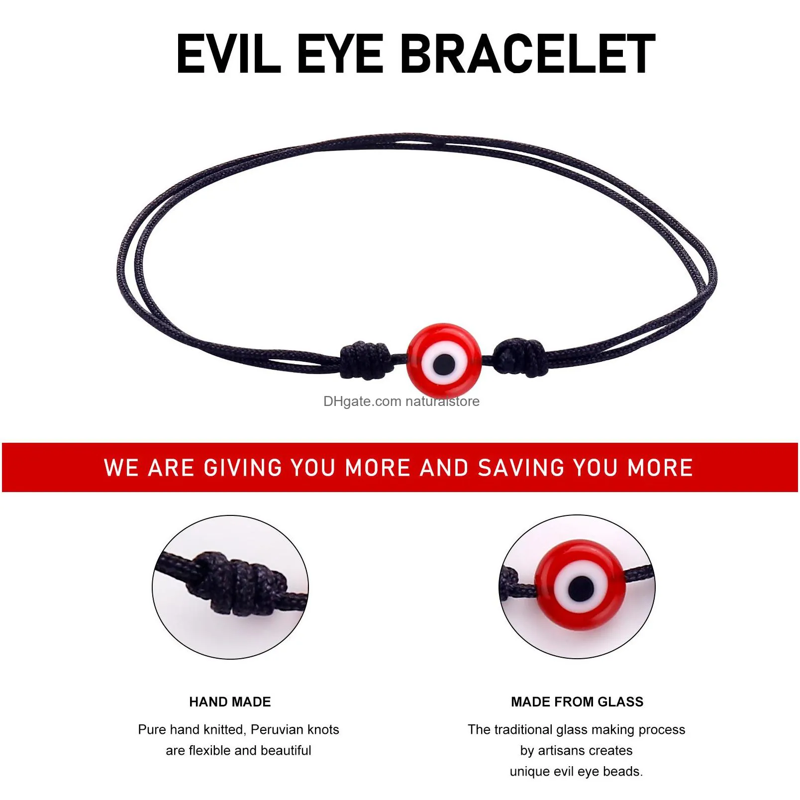 handmade lucky evil nazar eye charm bracelet chain red black string rope braided friendship bracelets amulet for women jewelry