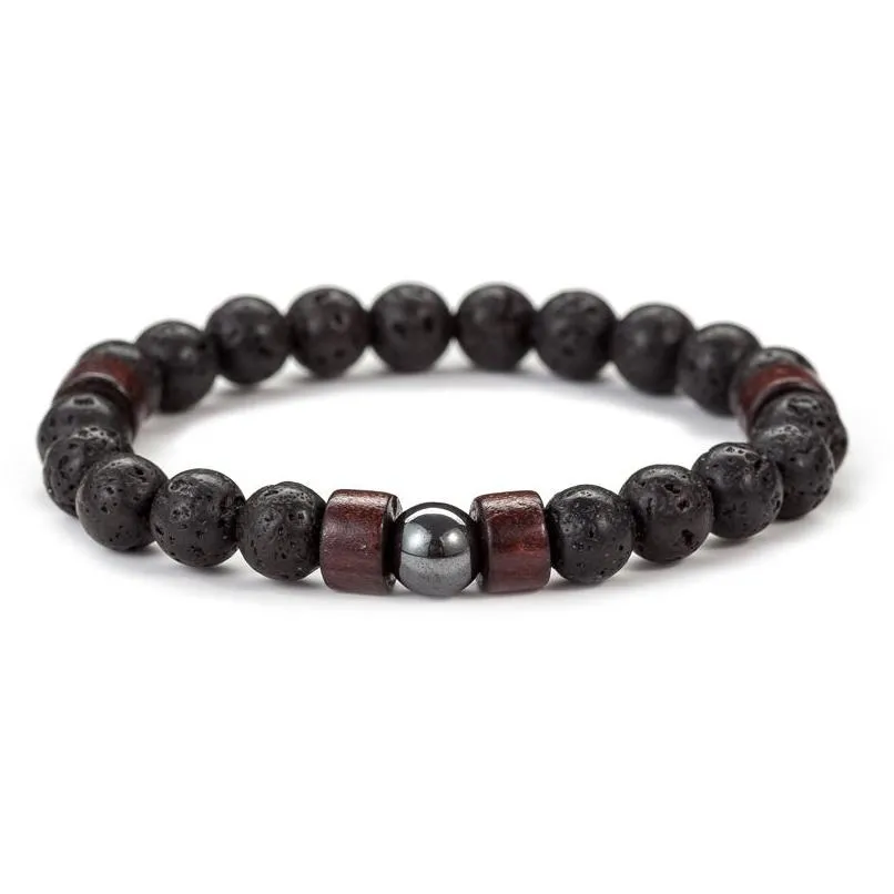 volcano lava stone wood bead bracelet diy essential oil diffuser bracelet for women men jewelry