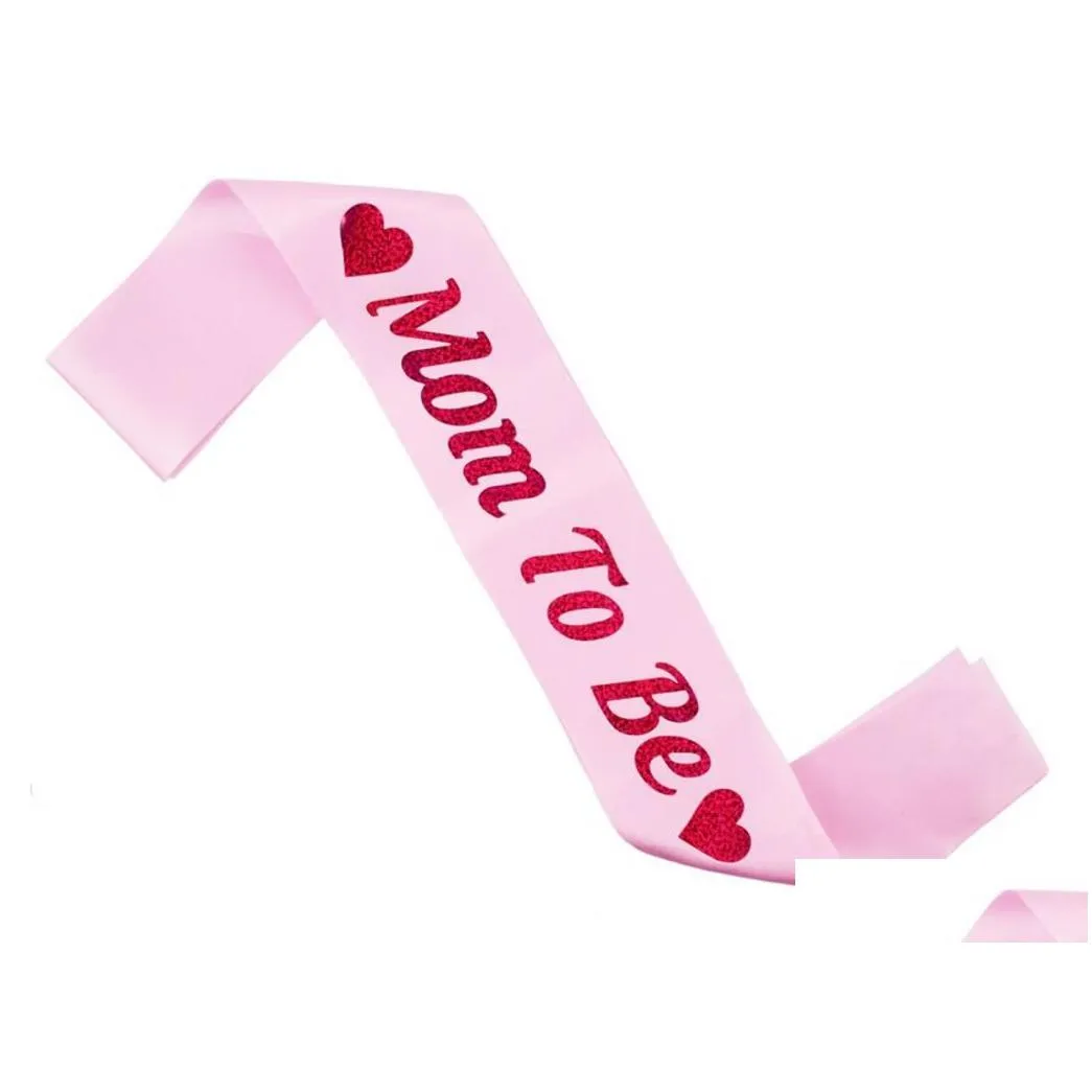 baby shower party glitter mom to be sash with heart daddy to be tinplate badge pink blue diy decorations