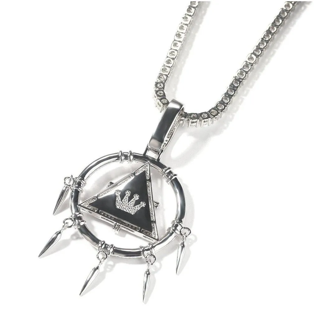 geometric zircon hip hop necklace - real white gold plated jewelry for bling lovers