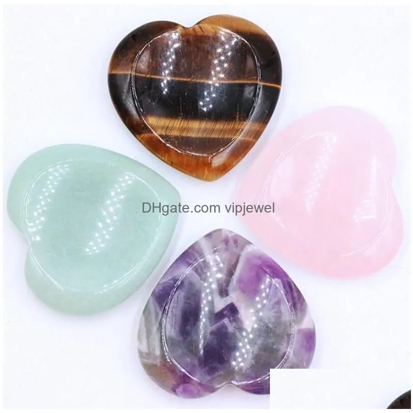 natural thumb stone 40x8mm worry massage palm hand crystal loving heart shape gemstone gua sha tool healing beauty gem craft home