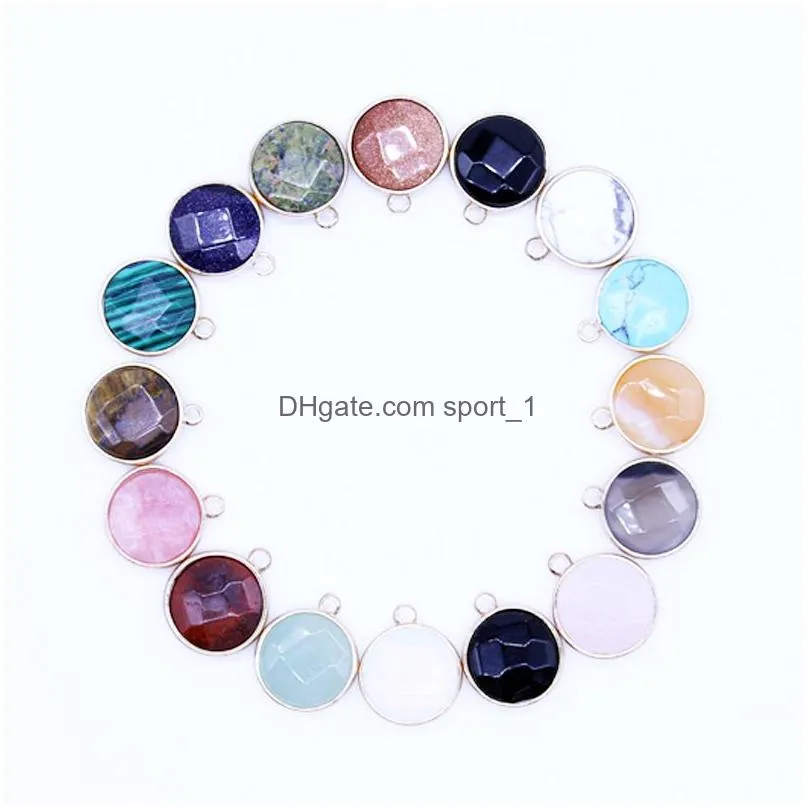 natural round crystal quartz stone mixed pendants connector for diy natural stone druzy necklace earrings jewelry making
