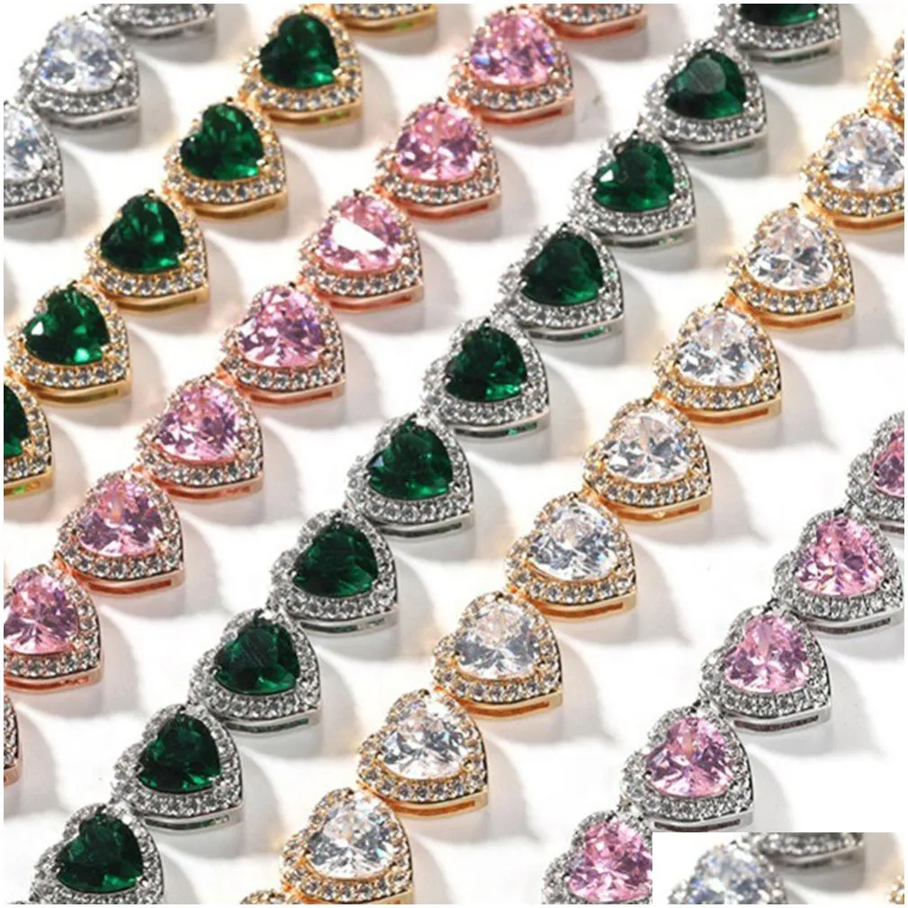 heart shape tennis chain necklace women gift colorful zircon rhinestone jewelry