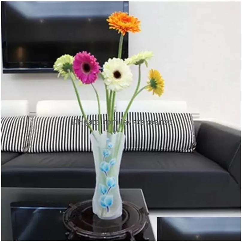 pvc foldable vases collapsible water bag plastic wedding party vases eco-friendly reusable home office vase 27x12cm 041
