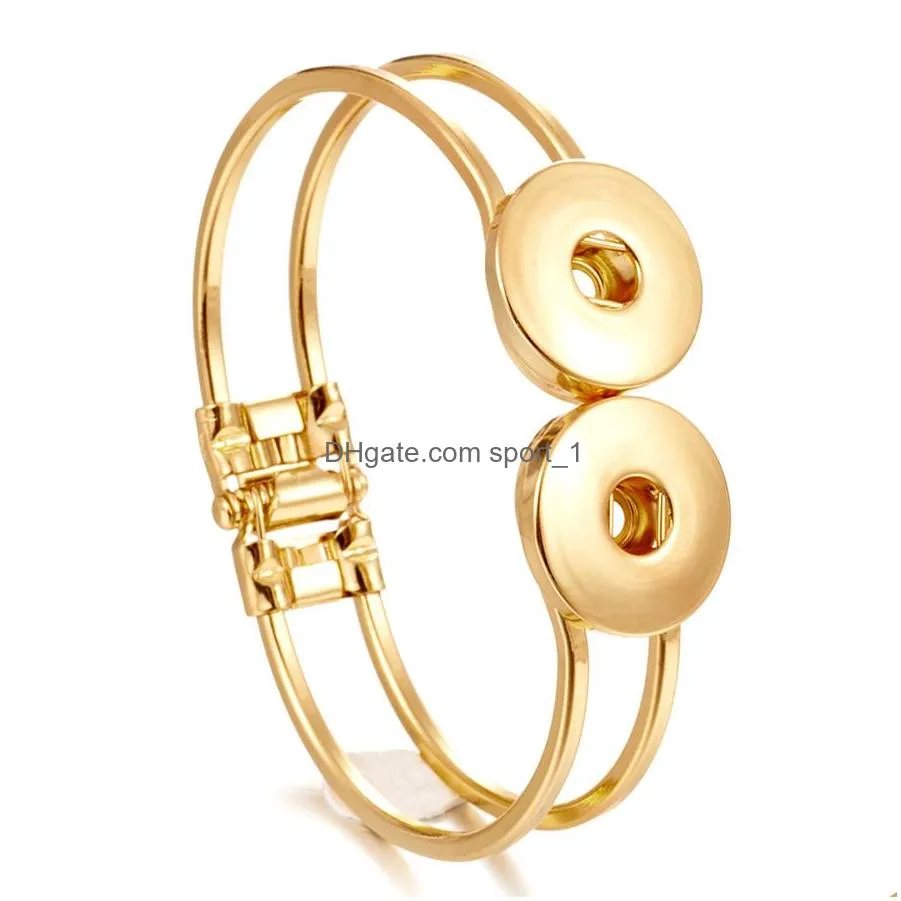 snap button bracelets for women silver gold color 18mm snaps buttons charm bracelet bangle