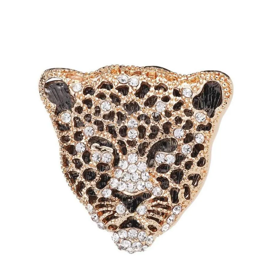 rhinestone leopard head tiger brooch badge mens suit sweater pins fathers day gifts metal coat lapel pin for men accessories