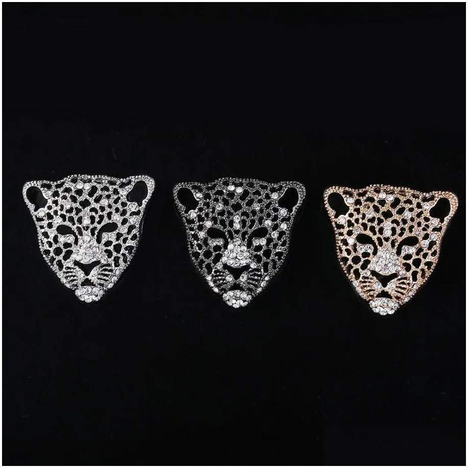 rhinestone leopard head tiger brooch badge mens suit sweater pins fathers day gifts metal coat lapel pin for men accessories