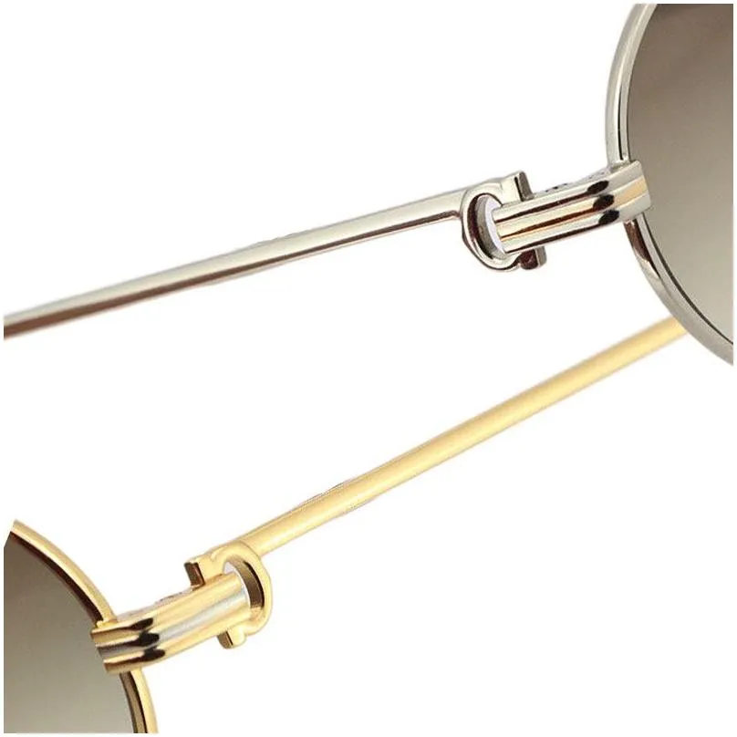 wholesale larger 1186111 metal sunglasses exquisite both men and women adumbral glasses uv40 lens size55-22-140mm silver 18k gold frame eyewear round