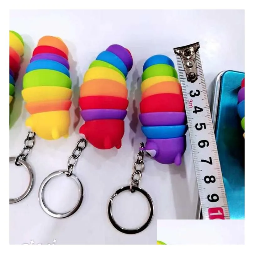 party decompression toy finger slug snail caterpillar key chain relieve squeeze sensory toys