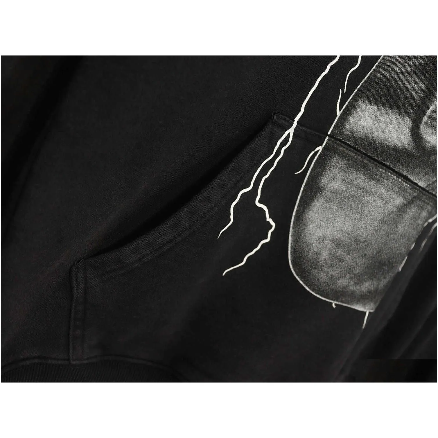 fashion brand rhude lightning gesture letter wash hooded sweater men and women high street hoodie coat