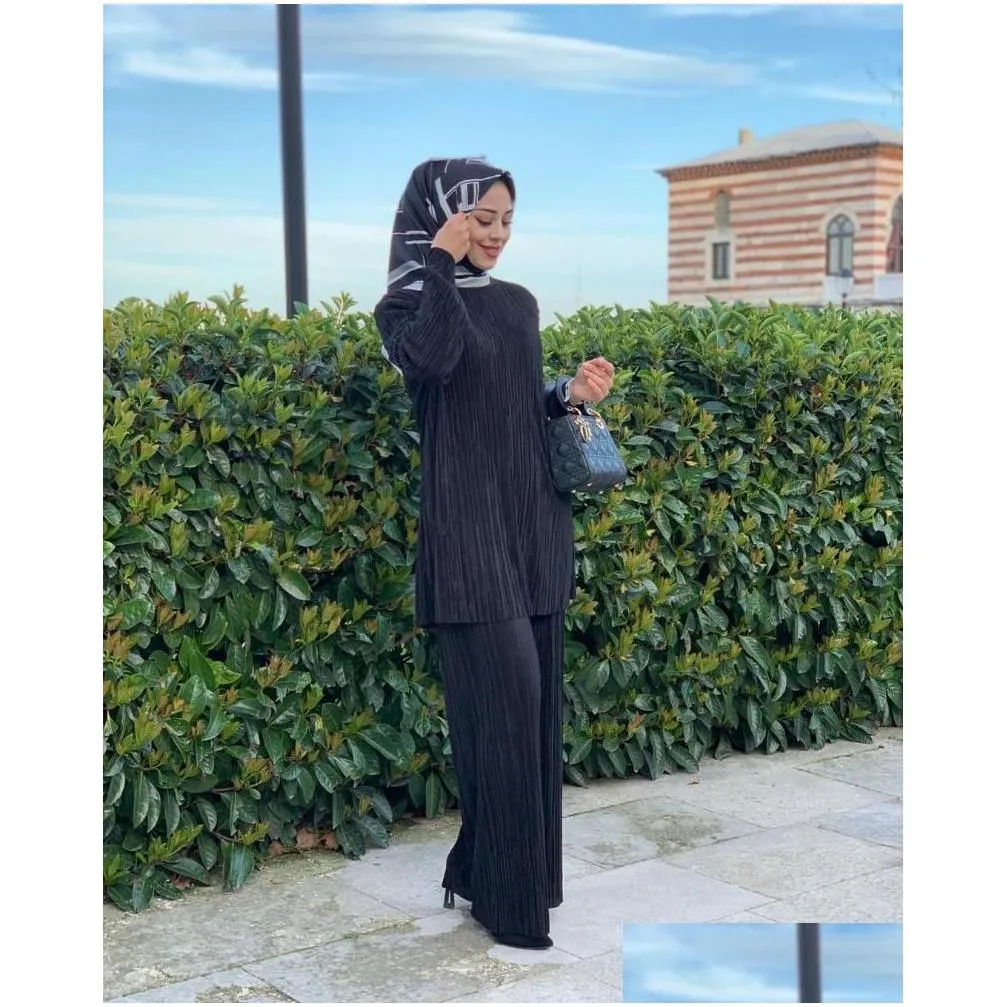 ethnic clothing muslim women tops islamic sets abaya turkey fashion blouse and pants dubai musulman ensembles 2 piece setethnic