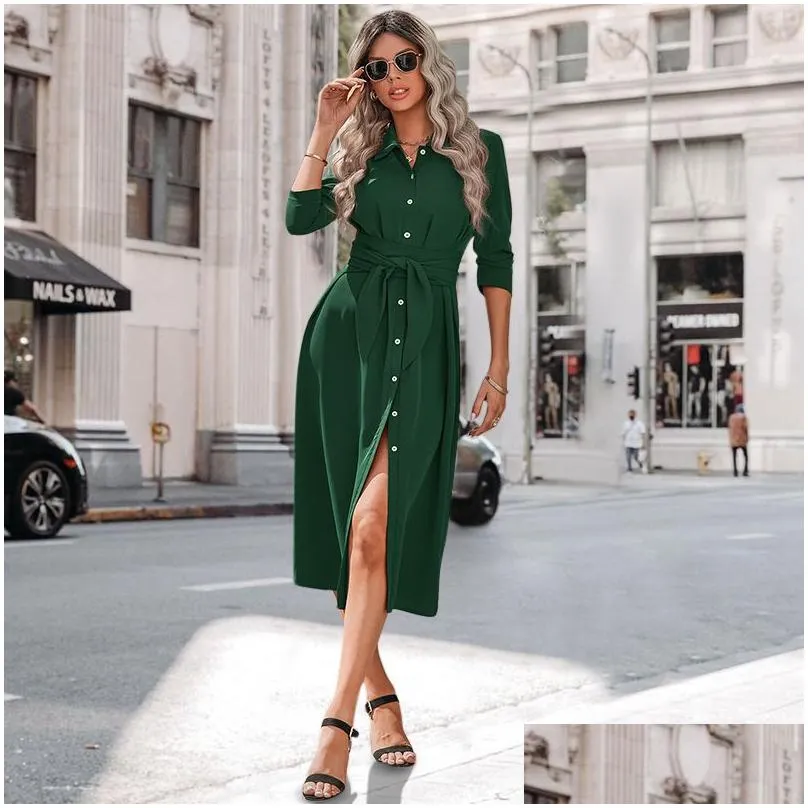 2023 autumn and winter fashion slim outer tie dress women