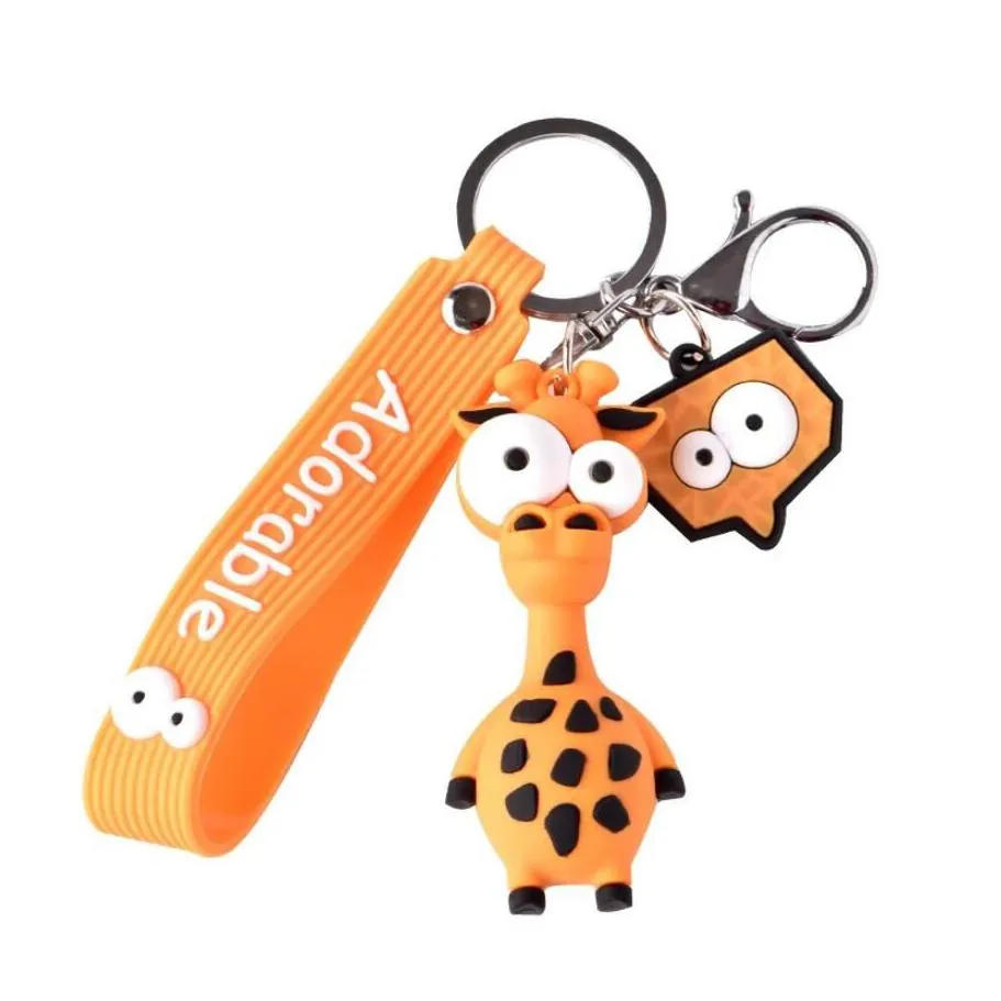 fashion cute cartoon giraffe zebra animal keychain creative bag car pendant key chain pvc gifts