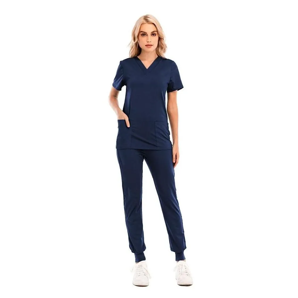 womens two piece pants womens solid color spa threaded clinic work suits tops uni scrub pet nursing uniform drop delivery apparel c