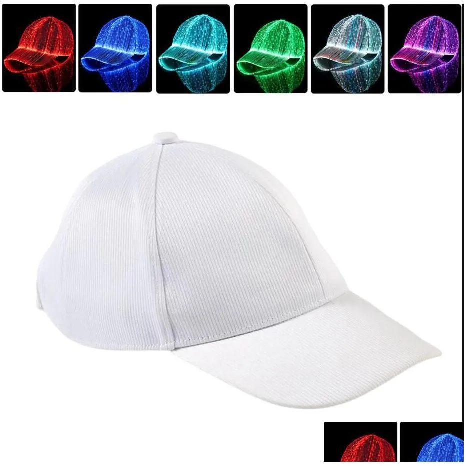 led fiber lighting baseball caps outdoor sun protection performance cap fashion trend leisure for bar night light party glowing hat