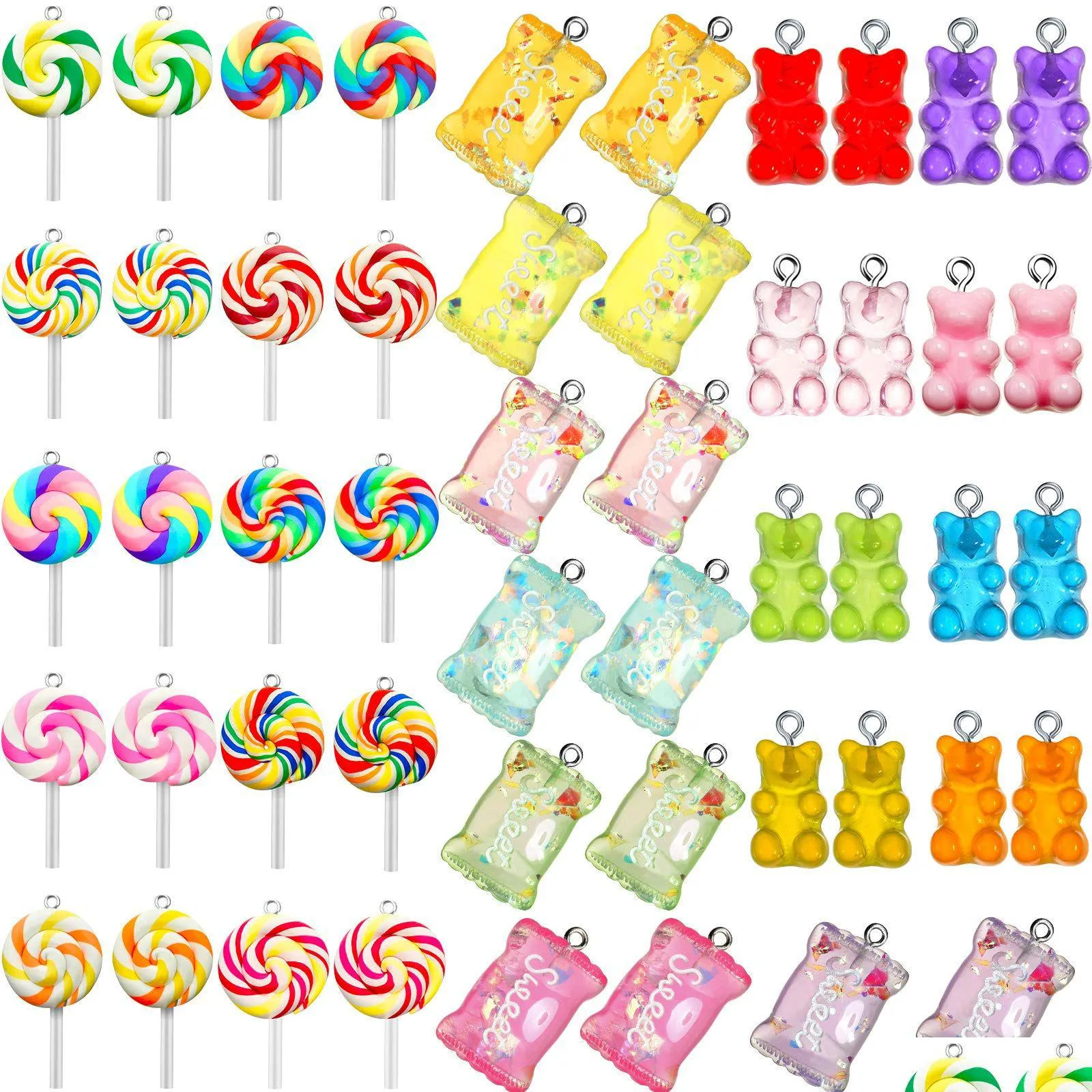 pendant necklaces sweet candy colorf shape charms gummy bear pendants lollipop polymer clay for earrings necklace bracelet diy jewelr