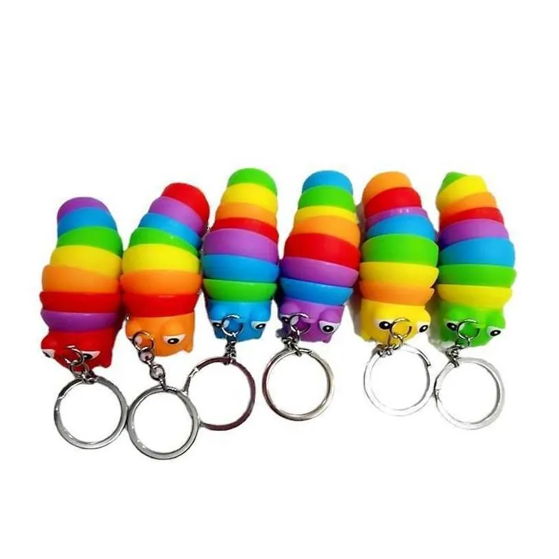 party decompression toy finger slug snail caterpillar key chain relieve squeeze sensory toys