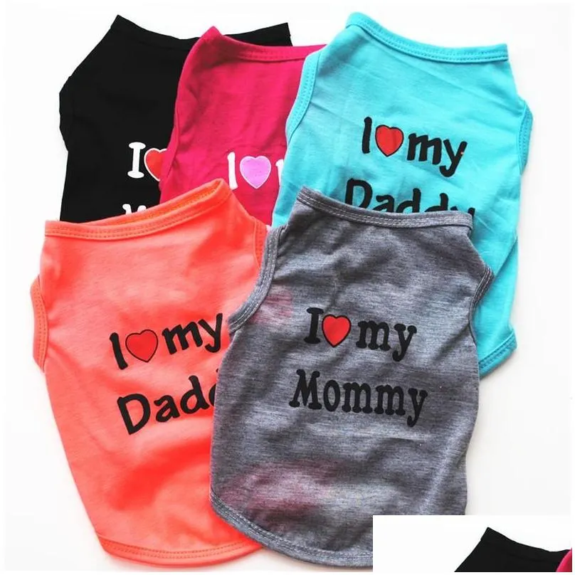 pet dog clothes spring summer dog vest t-shirt i love my mommy daddy dog shirt pet costume for puppy
