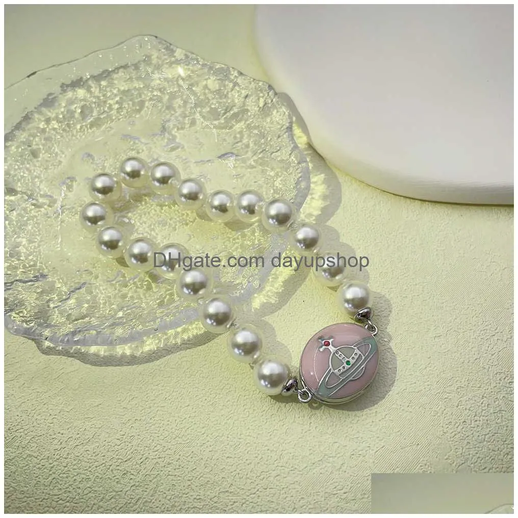 empress dowager pearl bracelet girl ins small design sense versatile temperament saturn pendant handwear