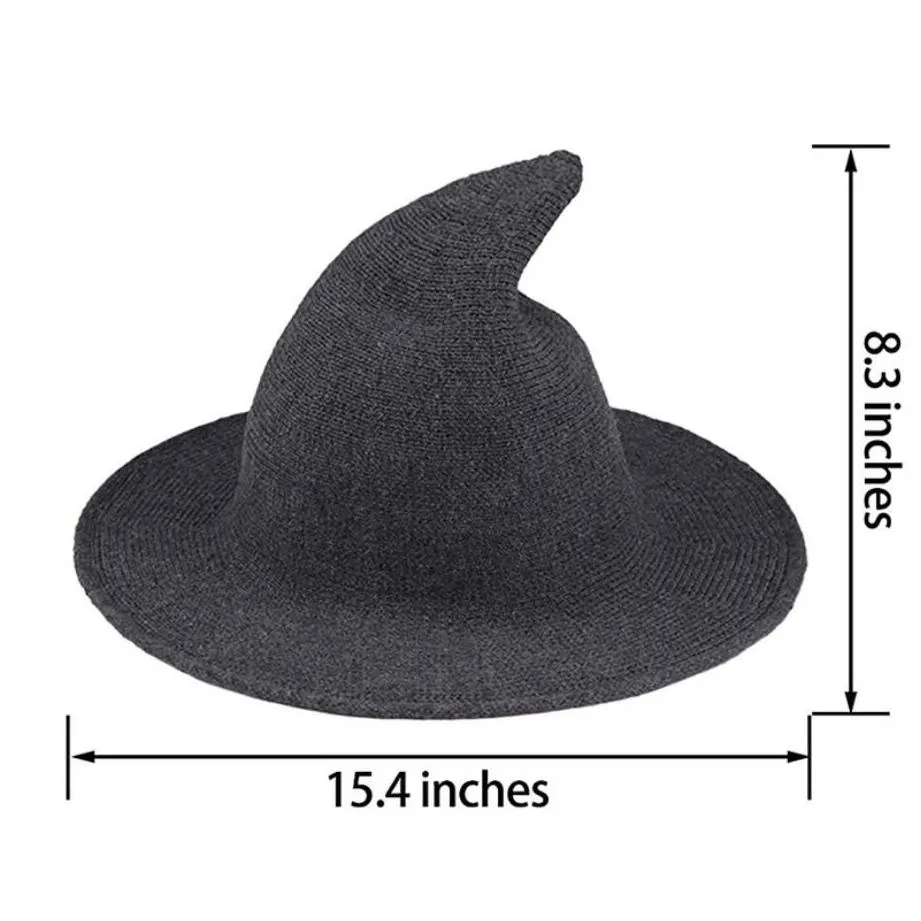 women modern witch hat foldable costume sharp pointed wool felt halloween party hats witch hat warm autumn winter cap 6 colors