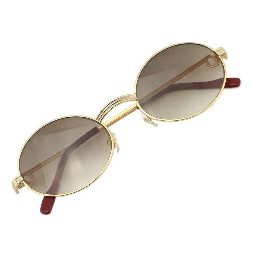 wholesale larger 1186111 metal sunglasses exquisite both men and women adumbral glasses uv40 lens size55-22-140mm silver 18k gold frame eyewear round