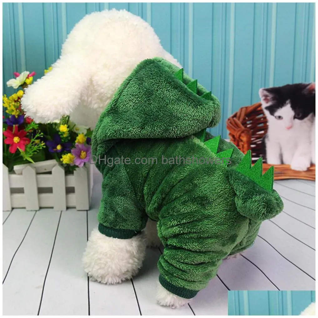 pet cat clothes funny dinosaur costumes coat winter warm fleece cat cloth for small cats kitten hoodie puppy dog clothes xs-xxl