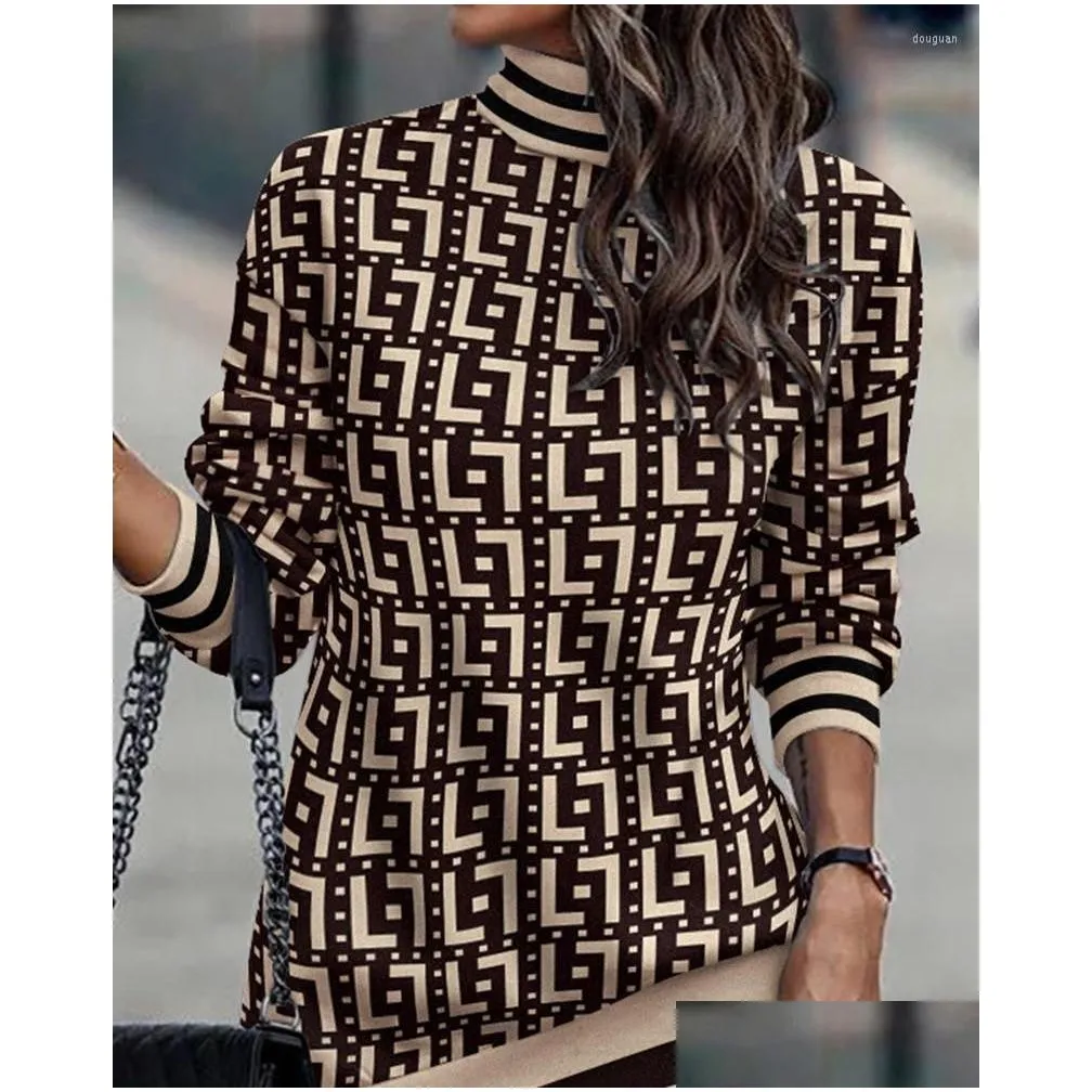 casual dresses women autumn winter fashion leopard print high neck long sleeve dress waist mini