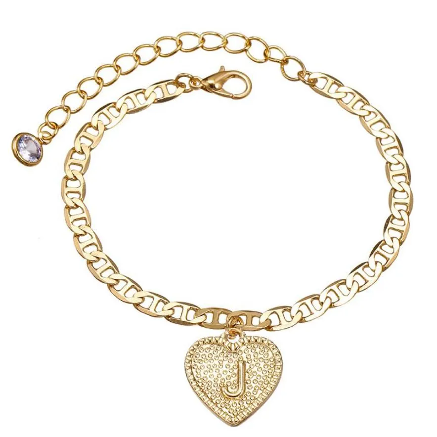 heart shaped initials ankle bracelet anklet for women gold zircon 26 english letter barefoot accessories leg bracelet mothers day jewelry