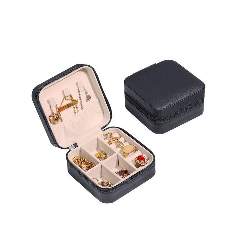 jewelry boxes mini box organizer display travel zipper case pu leather portable earrings necklace ring packaging amp drop delivery 20