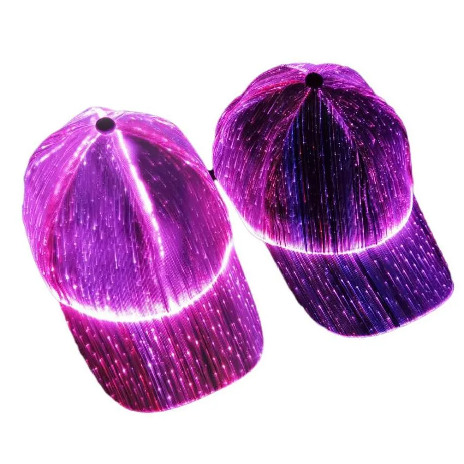 led fiber lighting baseball caps outdoor sun protection performance cap fashion trend leisure for bar night light party glowing hat