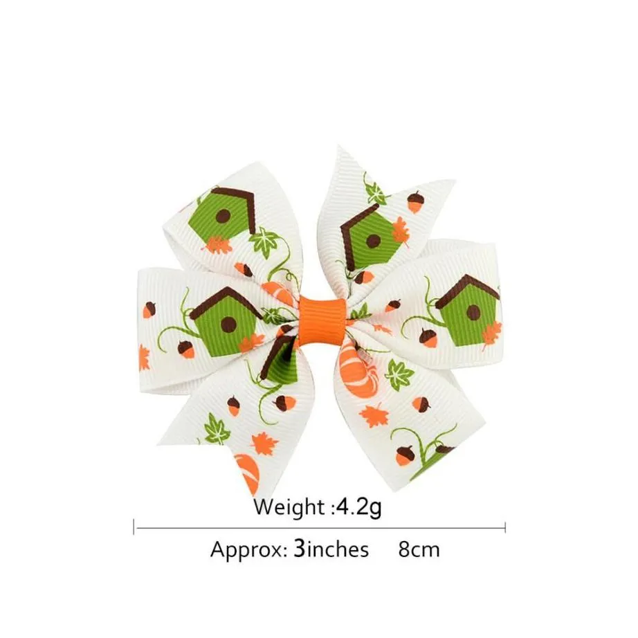 halloween decoration hair accessories kids ribbon bow tie hairclips pumpkin ghost barrettes baby girls children haipin halloween decoration 12