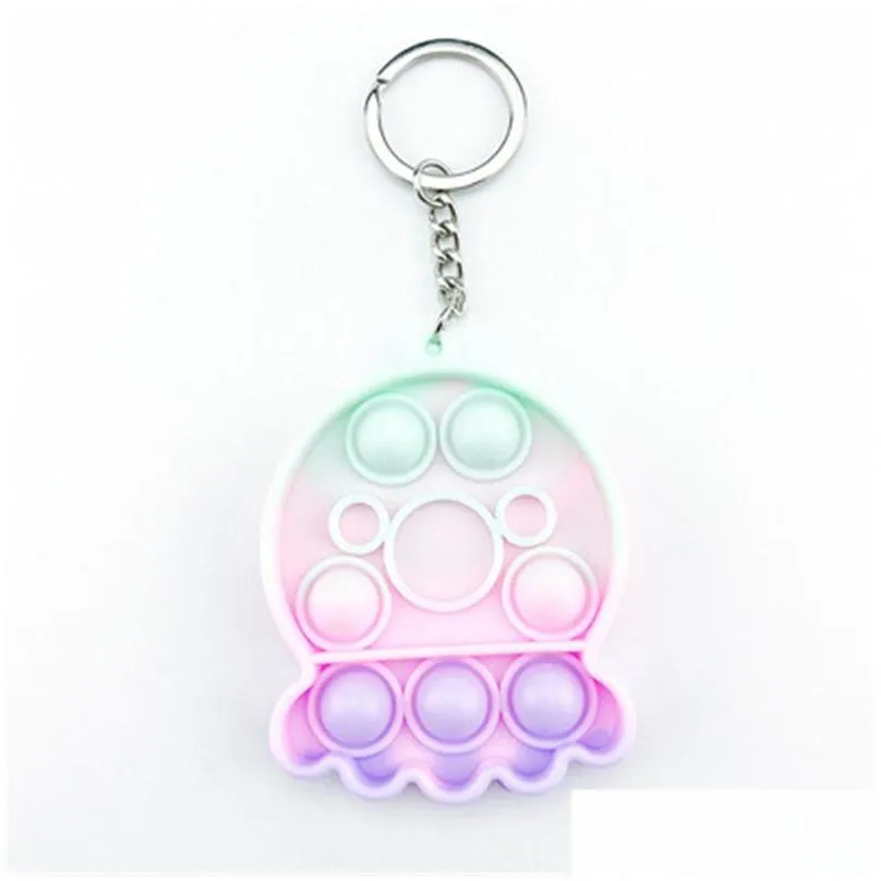 rainbow tie dye toys party push bubble board simple dim key ring dinosaur game sensory anxiety stress relievera08a391958410