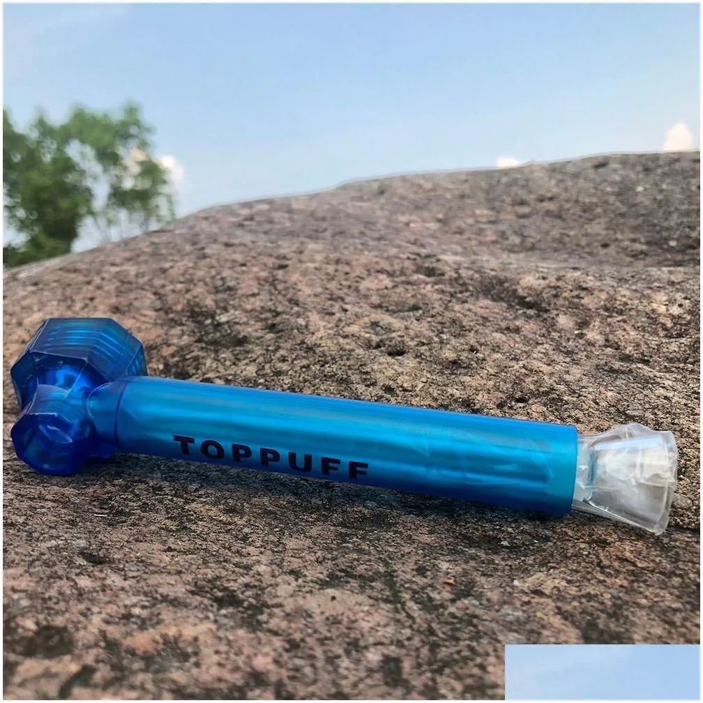 toppuff portable travel essentials smoking tobacco acrylic glass water pipe accessories nargila instant screw on hookah