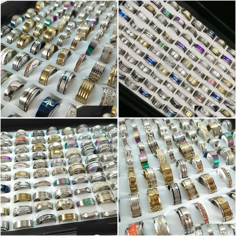 clearance sale stainless steel ring for men women radom colors and mixed size factory direct sell low wholesale price