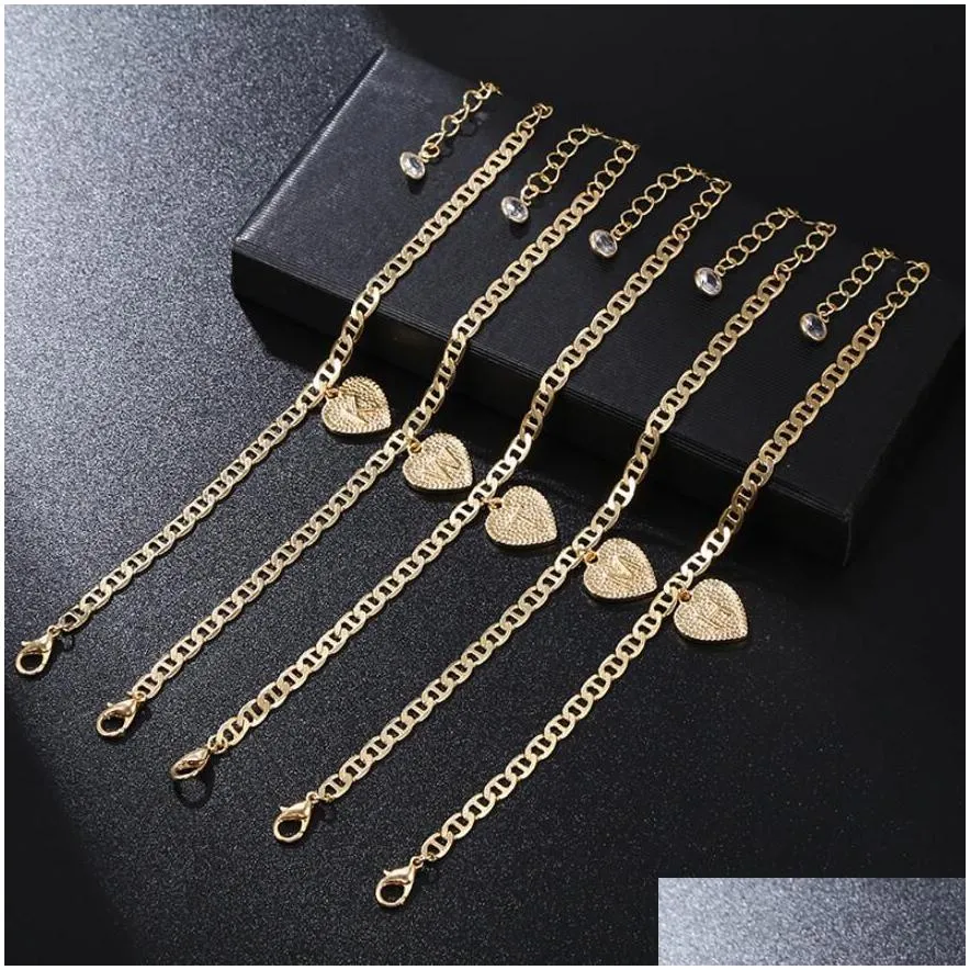 sandy beach anklets a-z 26 letter initial anklets for women gold stainless steel ankle bracelet on the leg female foot chain anklet