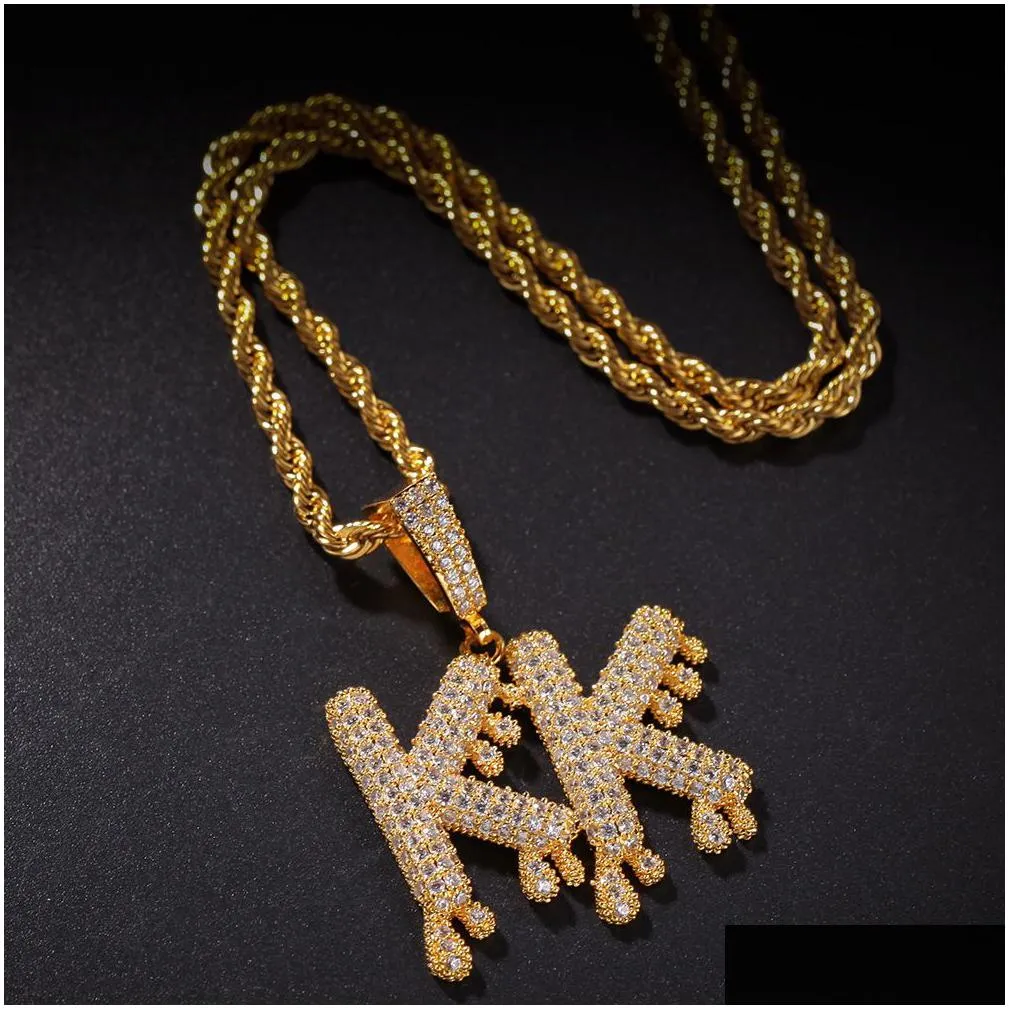 customizable waterdrop diamond pendant necklace - 18k gold plated hip hop jewelry