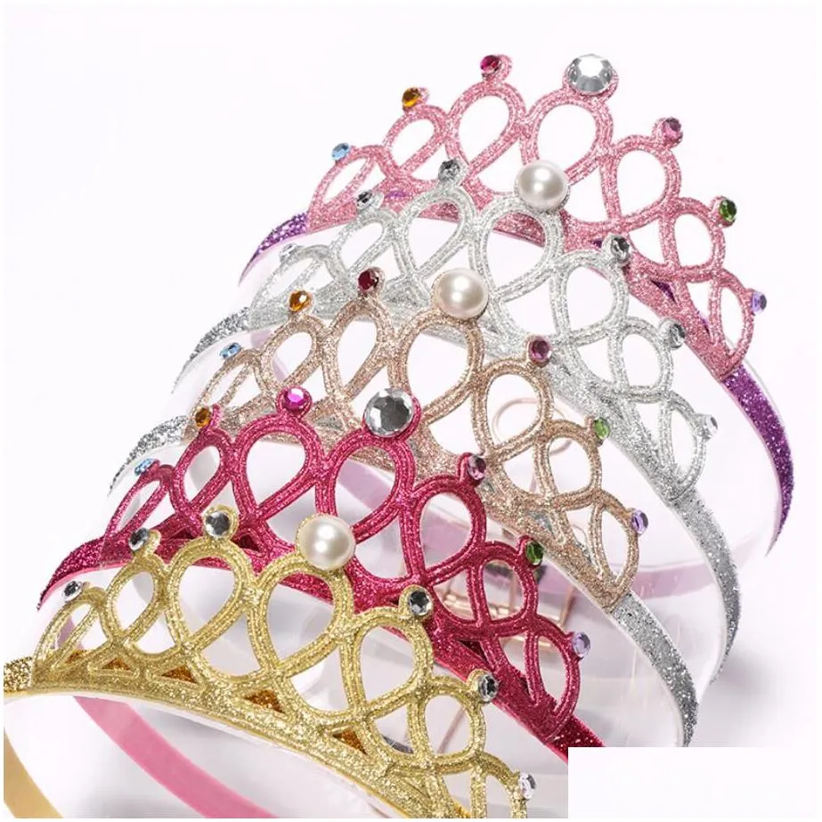 fashion child rhinestones princess headband girls hair accessories simple headwear crown tiara cosplay party gift hair jewelry