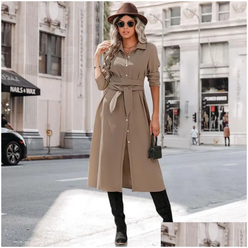2023 autumn and winter fashion slim outer tie dress women