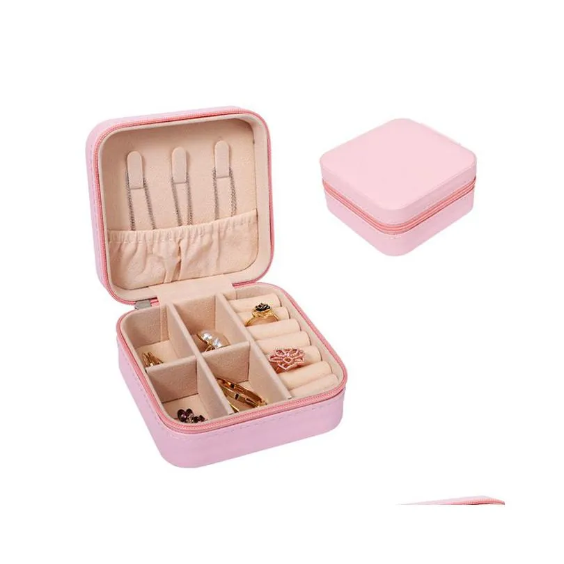 jewelry boxes mini box organizer display travel zipper case pu leather portable earrings necklace ring packaging amp drop delivery 20