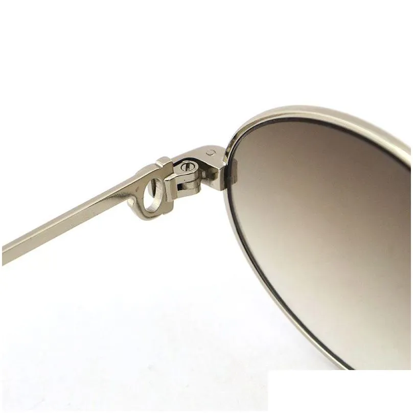 wholesale larger 1186111 metal sunglasses exquisite both men and women adumbral glasses uv40 lens size55-22-140mm silver 18k gold frame eyewear round