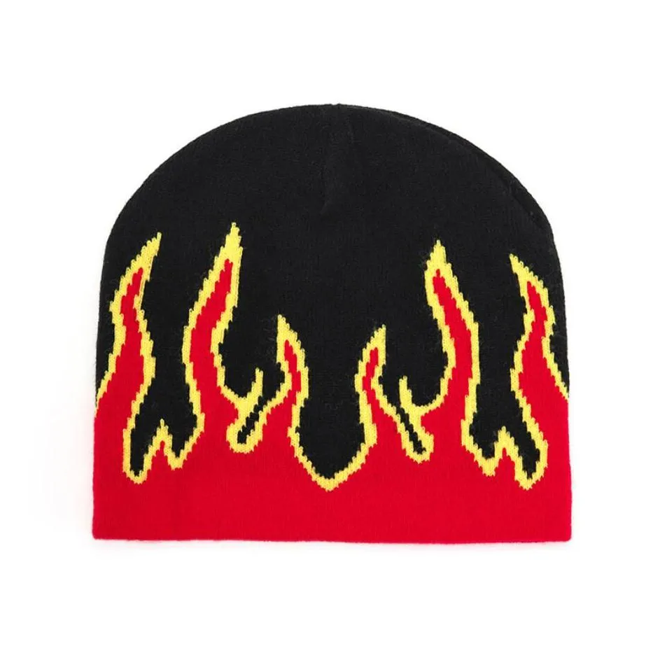 hip hop flame knitted beanies hat winter warm ski hats men women multicolor caps soft elastic cap womens hats