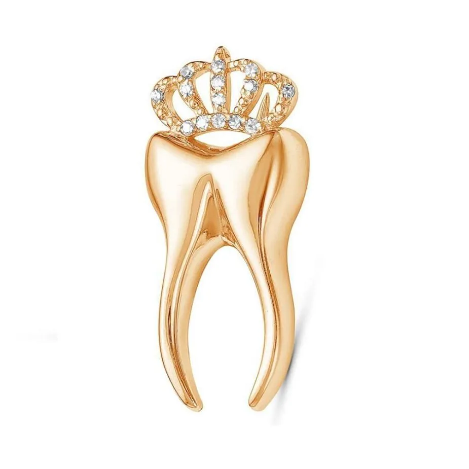 luxury crown teeth crystal brooch classic dentist dental lapel jewelry gift for doctors nurses medical tooth pins