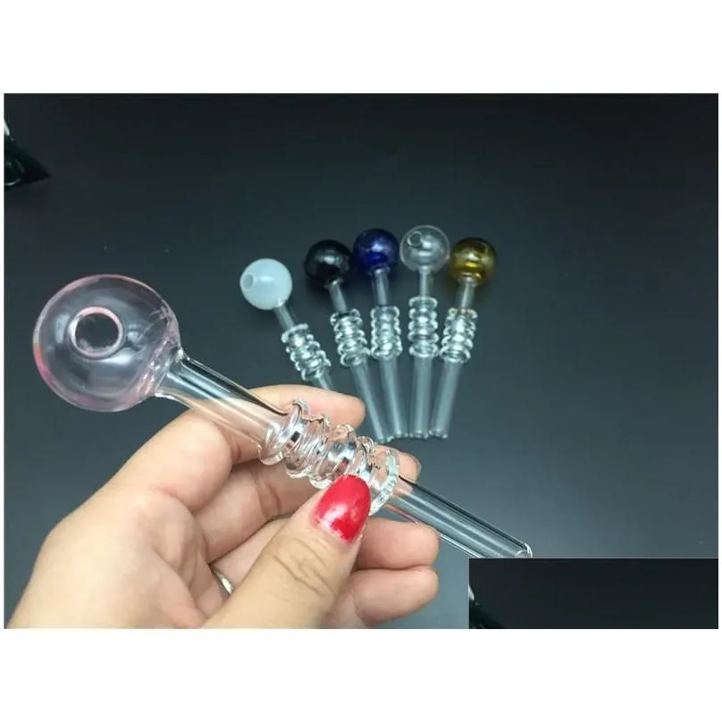 wholesale est design colorful 14cm spiral pyrex curve oil burner pipe glass tube pipe for smoking hand tobacco pipes