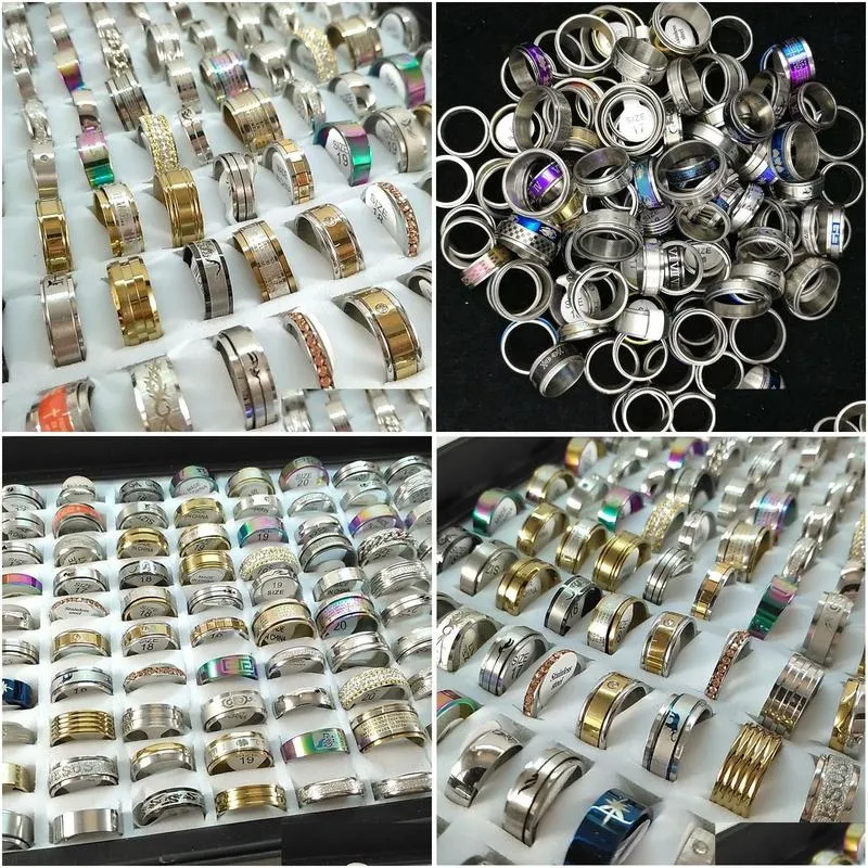 clearance sale stainless steel ring for men women radom colors and mixed size factory direct sell low wholesale price