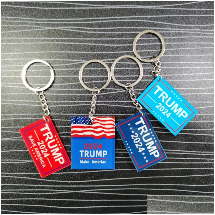 2024 trump key chain us party favor president election flag pendant stainless steel tags ill be back keyring mixed styles gifts
