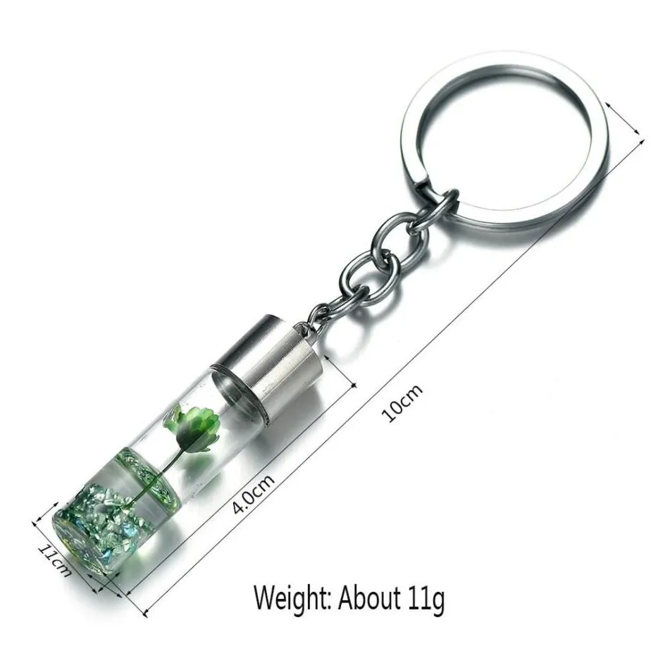 fashion natural eternal flower keychain key rings dried flowers plants key chains wishing bottle keyrings holder women bags