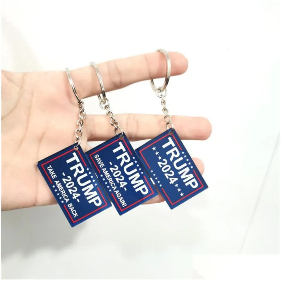 2024 trump key chain us party favor president election flag pendant stainless steel tags ill be back keyring mixed styles gifts