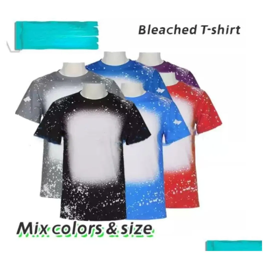 wholesale s m l xl 4xl sublimation bleached shirts heat transfer blank bleach shirt bleached polyester t-shirts us men women t1011