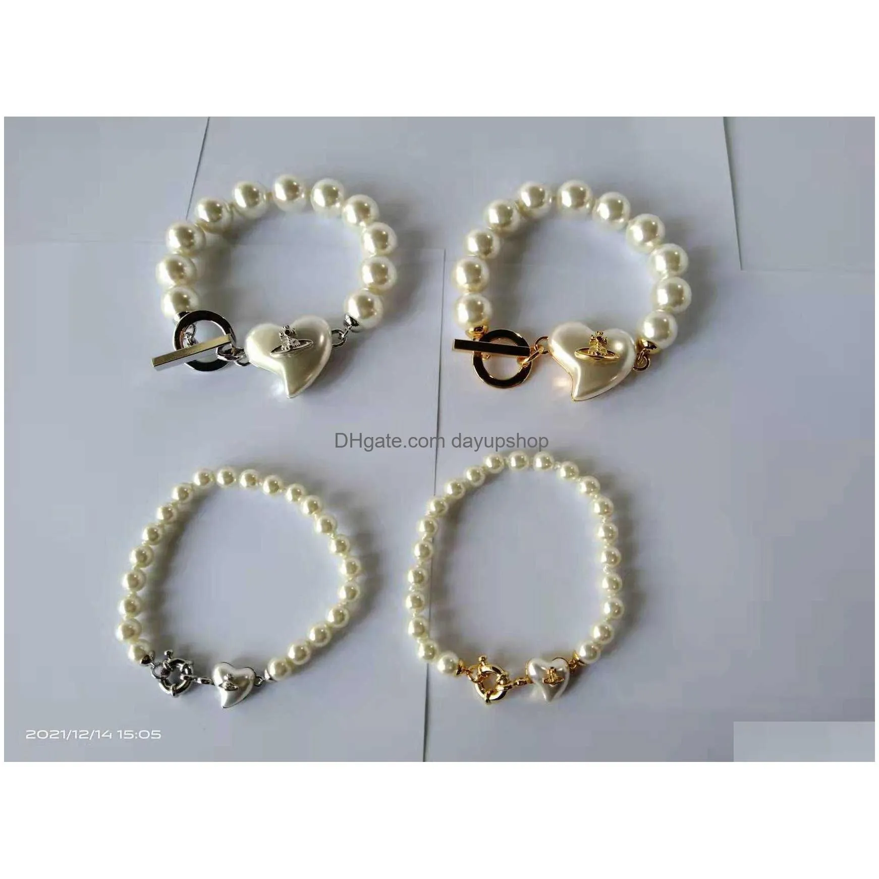 high version empress dowager vivienne vivian saturn pearl love bracelet ins style exquisite high-end versatile