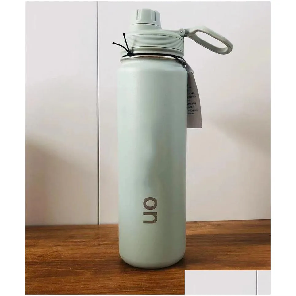 ll water bottle vacuum yoga fitness bottles simple pure color straws stainless steel insulated tumbler mug cups with lid thermal insulation gift cup